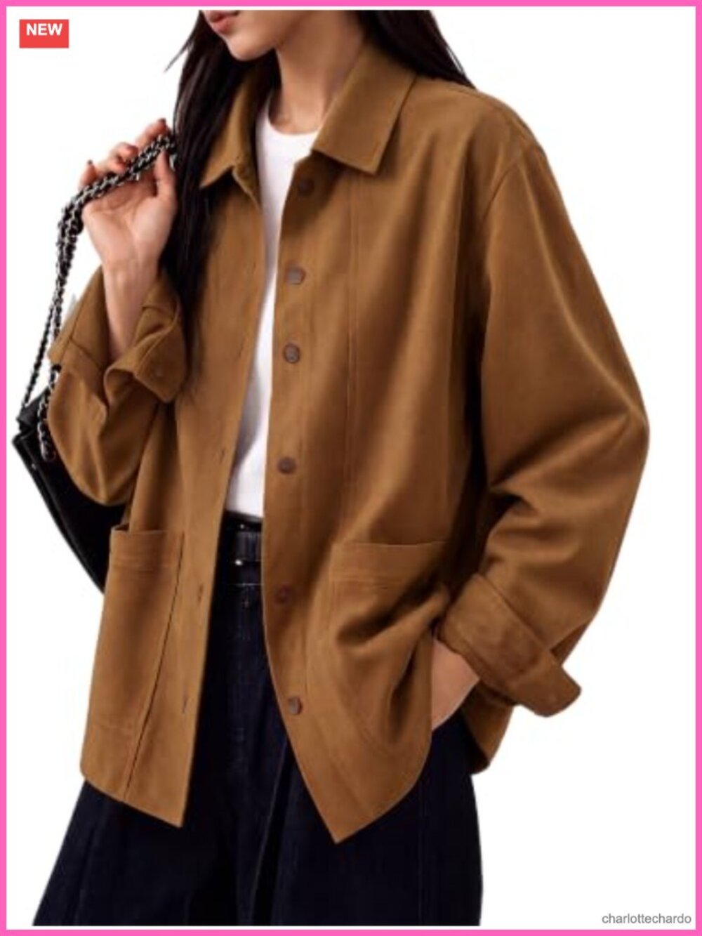 Faux Suede Jacket Long Sleeve Button Down Oversized Coat